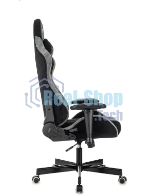 Кресло игровое Knight Regal Fabric черный/серый, иск. замша, крестов. металл