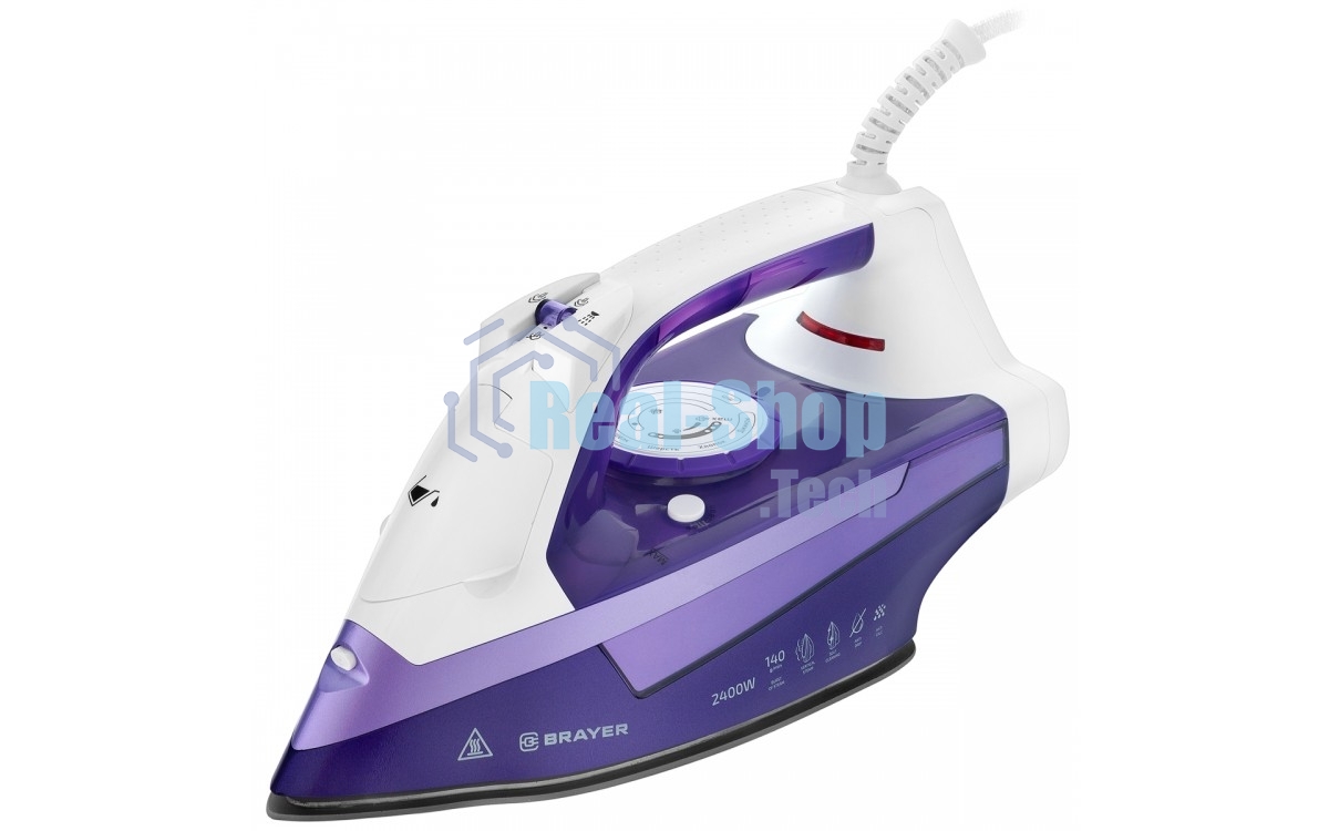 Утюг BRAYER BR4004 фиолетовый/белый, 2400 Вт, 25 г/мин, 140 г/мин, 280 мл