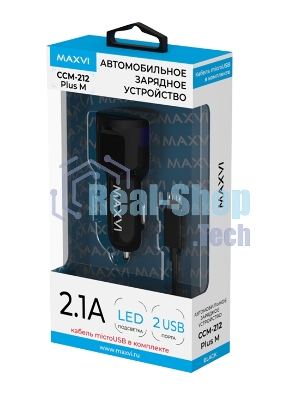 Автомобильное зарядное устройство Maxvi CCM-212 Plus M черный 2.1A