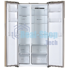 Холодильник Haier HRF541DG7RU золотистый двухкамерный 337/167л морозилка сбоку, No Frost, Side by Side