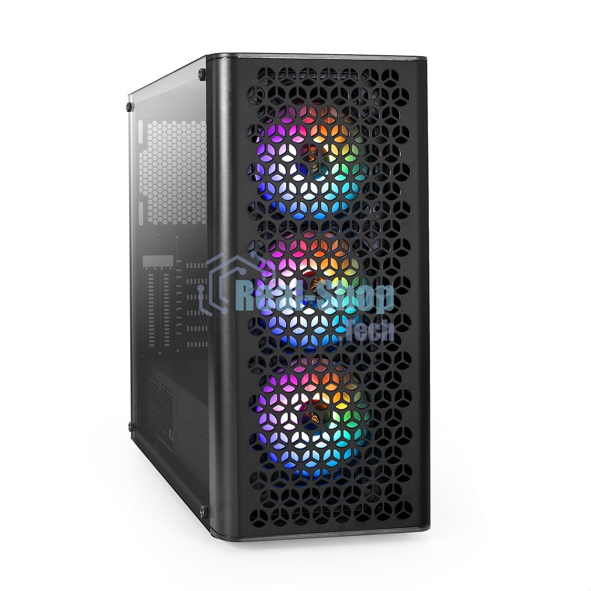 Компьютерный корпус Miditower ExeGate EVO-9202-NPX500 (ATX, БП 500NPX с вент. 12 см, с окном, 1*USB+1*USB 3.0, аудио, 3 вент. 12см с RGb подсветкой)