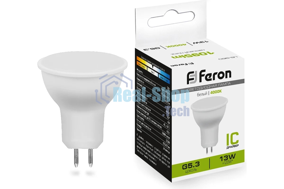 Лампа светодиодная Feron LB-960 13Вт 230В G5.3 белый