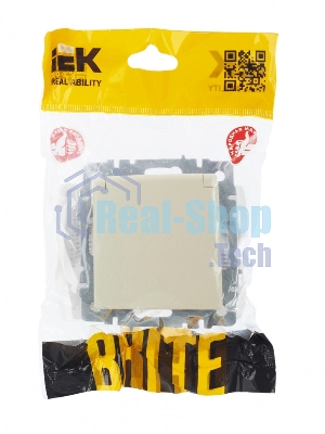 Розетка 1-местная IEK BRITE РСбш10-3-44-БрКр с заземлением, с защитными шторками и крышкой, 16А, IP44, бежевый