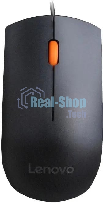 Мышь проводная Lenovo 300 черный, 1600 dpi, USB, кнопки - 3