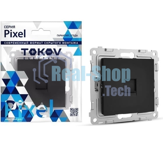 Розетка телефонная 1-м TOKOV ELECTRIC СП Pixel RJ11 механизм карбон