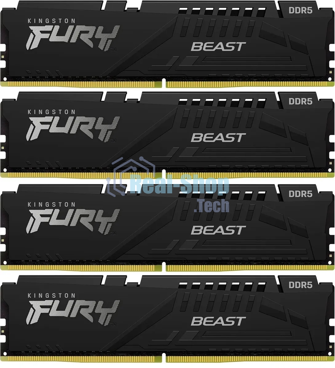Оперативная память Kingston Fury Beast, DDR5, 64Gb (4x16GB), 6000MHz, CL40, DIMM, с радиаторами, черный