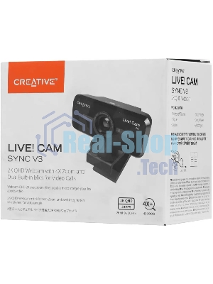 Веб-камера Creative Live! Cam Sync V3 2560x1440, 30 кадр/с, USB, микрофон, шторка приватности, автофокус, крепление на мониторе