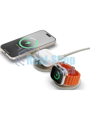 Переносное зарядное устройство Satechi Qi2 OntheGo 3-in-1 Wireless Charger, песочный