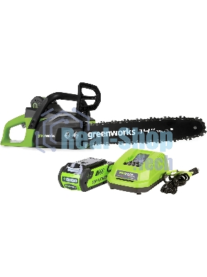Цепная пила аккумуляторная (2005707UA) GreenWorks GD40CS15, 40V, 35 см, бесщеточная, 1,5 КВТ, с АКБ 2АЧ и ЗУ