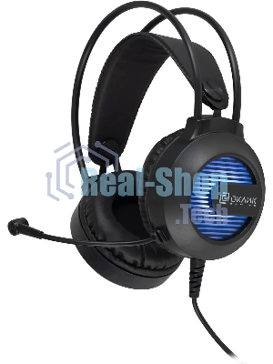 Гарнитура Oklick HS-L300G чёрный, проводная, 3.5 мм, подсветка