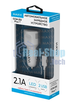 Автомобильное зарядное устройство Maxvi CCM-212 Plus T белый 2.1A