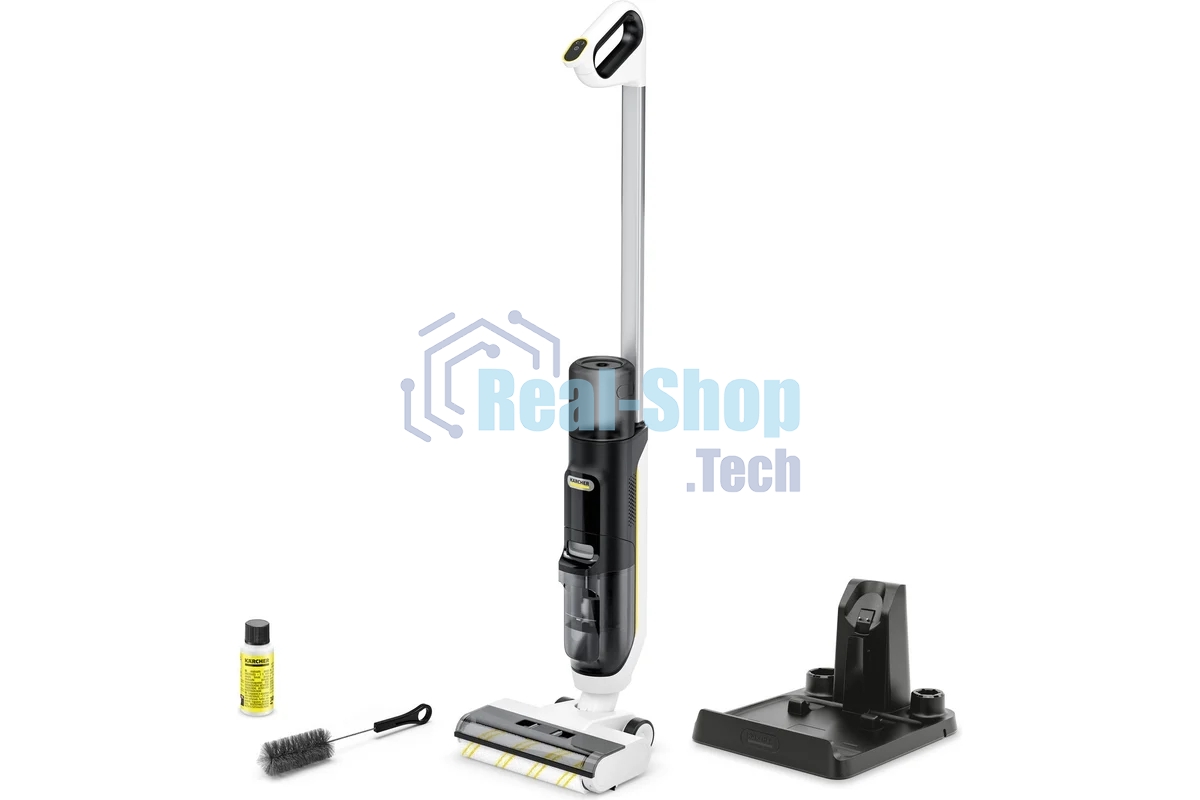 Пылесос вертикальный моющий Karcher FCV 3 белый/черный, питание от аккумулятора, 160 Вт, уборка сухая/влажная, пылесборник 0.8 л