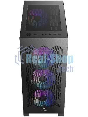 Корпус AZZA Aerohex Black, Midi-Tower, чёрный, 4 x 120 мм
