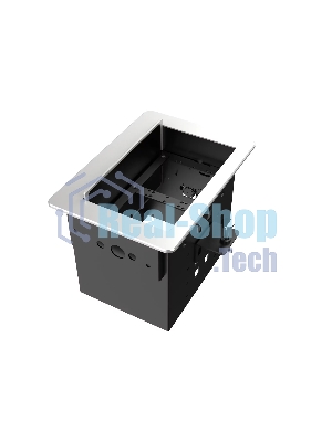 Прямоугольный металлический корпус Wize Pro WRTS-06BOX-S для модульной системы врезного лючка в стол с убирающейся крышкой для установки до 6 модулей-вставок, преустановленная рамка, серебристый