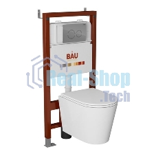 Комплект BAU 6 в 1: инсталляция BAU PRO, унитаз подвесной торнадо Bau Nimb Hurricane-3, сиденье дюропласт микролифт, клавиша BAU Dream, хром