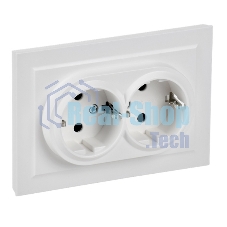 Розетка 2-м IEK BR-R24-16-K91-F СП BRITE РСш12-3-БрАБ 16А в сборе с заземл. защ. шторки арктич. бел.