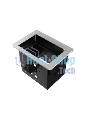 Прямоугольный металлический корпус Wize Pro WRTS-06BOX-S для модульной системы врезного лючка в стол с убирающейся крышкой для установки до 6 модулей-вставок, преустановленная рамка, серебристый