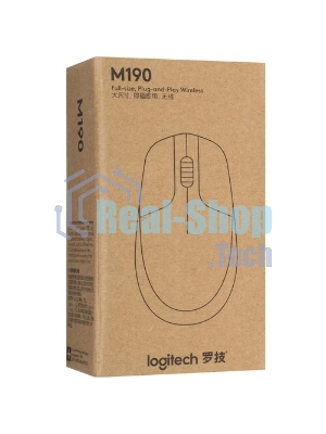 Мышь беспроводная Logitech M190 черный, 1000 dpi, радиоканал, USB, кнопки - 3