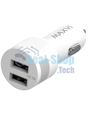 Автомобильное зарядное устройство Maxvi CCM-212 Plus T белый 2.1A