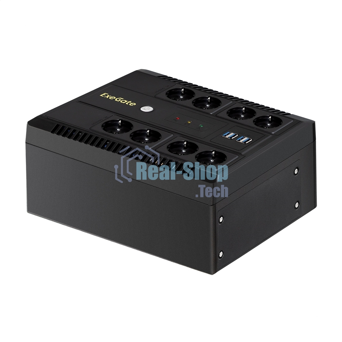 Источник бесперебойного питания ExeGate NEO Smart LHB-650.LCD.AVR.8SH.CH.RJ.USB 650VA/390W, LCD, AVR, 8*Schuko, RJ45/11, USB, 4*USB-порта для зарядки, черный