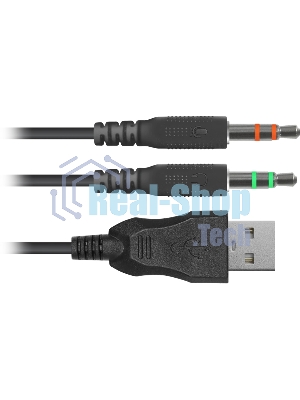 Гарнитура Defender Dexter RG чёрный, проводная, USB / 2 x mini jack 3.5 мм, подсветка