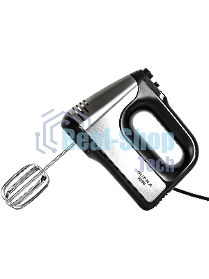 Миксер SUPRA MXS-591 500 Вт, 6 скоростей, режим Турбо, насадки для взбивания яиц и крема, насадки для замеса тяжелого теста, корпус металл/пластик, черный)