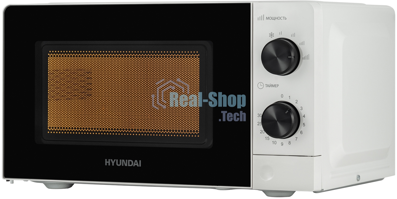 Микроволновая печь Hyundai HYM-M2049 белый/черный, 20 л, 700 Вт, переключатели - поворотный механизм