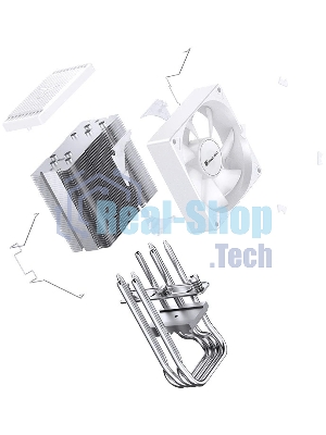 Кулер для процессора JONSBO CR-1400 EVO ARGb (180W, 4-pin PWM, 130мм, Al/Cu, 4x6мм, ARGb, 1x92мм, 38.2CFM, 33.8dBA, 2200RPM, S: 1700/1200/115X, AM4/AM5 белый)