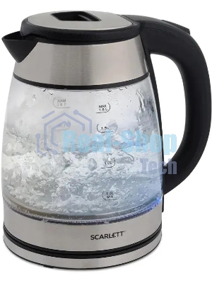 Чайник электрический Scarlett SC-EK27G40, 1800Вт, 1.8л, серебристый/черный