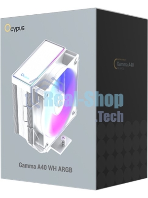 Кулер для процессора Ocypus Gaммa A40 WH ARGB Digital, 100мм ARGB FAN, Top Display Panel, 4 HEAT PIPES, 4-PIN PWM, 600-2400 RPM, 29.5DBA, HYDRO BEARING, LGA115X/1200/1700/18XX, AM4/AM5
