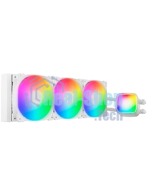Система жидкостного охлаждения Water Cooling System Geometric Future Eskimo Pro 360 (240W, 360мм, ARGb, белый/Fans: 3x120мм, 80.81CFM, 34.2dBA, 2000RPM/Pump height 54мм, 3200RPM, Rad thickness 27мм/S: 1851, 1700, 1200, 115X, 2011, 2066, AM5, AM4)
