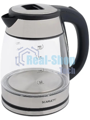Чайник электрический Scarlett SC-EK27G40, 1800Вт, 1.8л, серебристый/черный