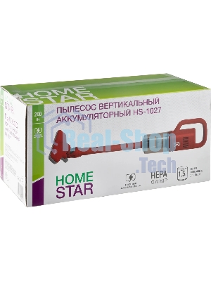 Пылесос вертикальный Homestar HS-1027 красный, питание от аккумулятора, 200 Вт, уборка сухая, пылесборник 1.5 л