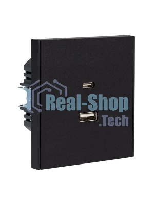 Розетка Kranz STRONG USB-A+Type-C 3А с функцией быстрой зарядки антрацит