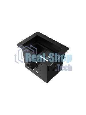 Прямоугольный металлический корпус Wize Pro WRTS-06BOX-B для модульной системы врезного лючка в стол с убирающейся крышкой для установки до 6 модулей-вставок, преустановленная рамка, черный