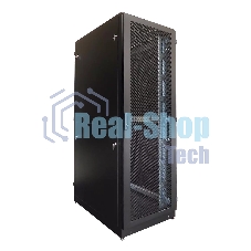 Шкаф серверный напольный 48U (600 1000) дверь перфорированная, задние двойные перфорированные, черный