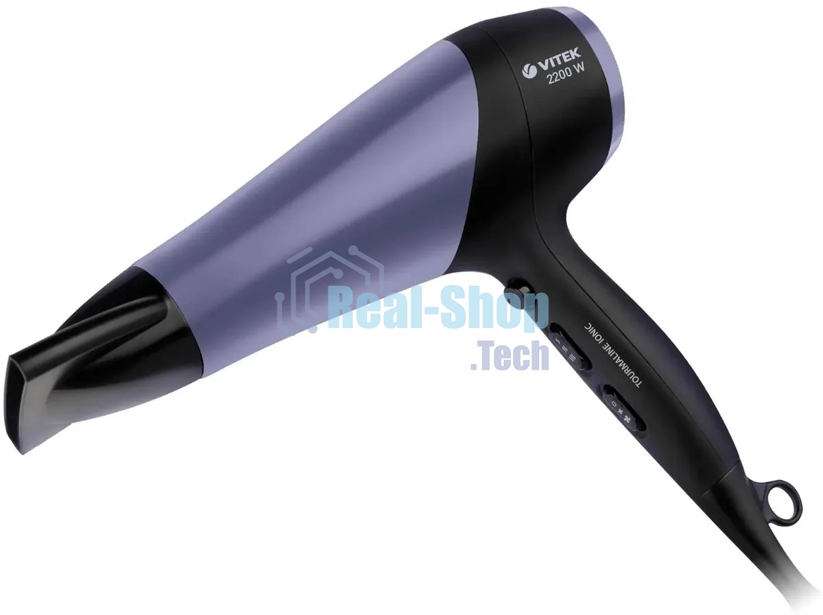 Фен Vitek VT-1327 фиолетовый/черный, 2200 Вт, ионизация