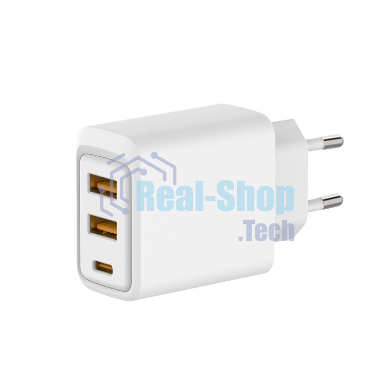 Сетевое зарядное устройство Rexant с двумя портами USB-A и одним портом USB-C, 10 Вт