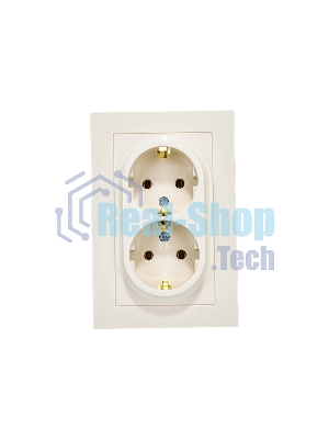 Розетка 2-м AtlasDesign с заземл. 16А в сборе беж. SchE ATN000224