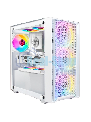 Корпус Ginzzu CL640 mATX FAN 4*12FRGb передняя панель Сетка Белый