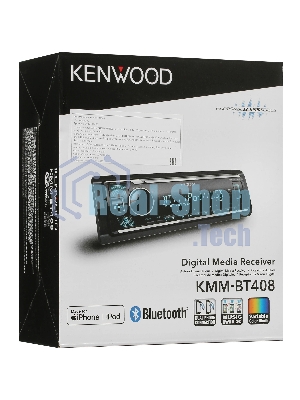 Автомагнитола Kenwood KMM-BT408, 1 DIN, Bluetooth, USB Type-A, AUX, съёмная панель