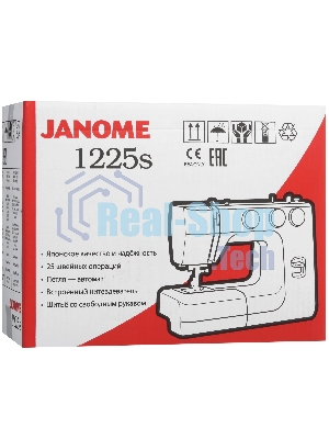 Швейная машина Janome 1225s белый, электромеханическая, вертикальный качающийся, 25 операций, петля-автомат