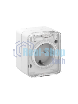 Розетка 1-м ОП AtlasDesign Profi54 16А IP54 250В с заземл. защ. шторки белый SchE ATN540145