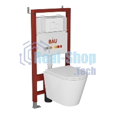 Комплект BAU 6 в 1: инсталляция BAU PRO, унитаз подвесной торнадо Bau Nimb Hurricane-2, сиденье дюропласт микролифт, кнопка смыва BAU Soul, белая