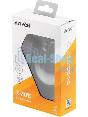 Мышь беспроводная A4Tech G3-200NS черный, 1200 dpi, радиоканал, USB, кнопки - 3