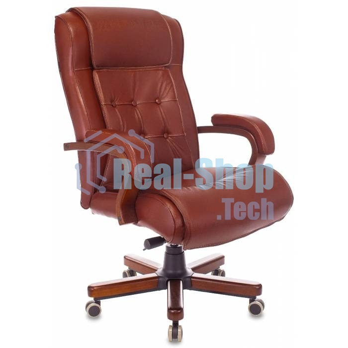 Кресло руководителя Бюрократ T-9926WALNUT светло-коричневый Leather Eichel, кожа, крестовина металл/дерево