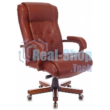 Кресло руководителя Бюрократ T-9926WALNUT светло-коричневый Leather Eichel, кожа, крестовина металл/дерево