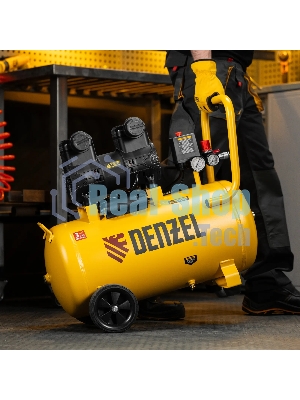Компрессор безмасляный малошумный Denzel DLP-1500/50, 1,5 кВт, 50 л, 2850 об/мин, 250 л/мин
