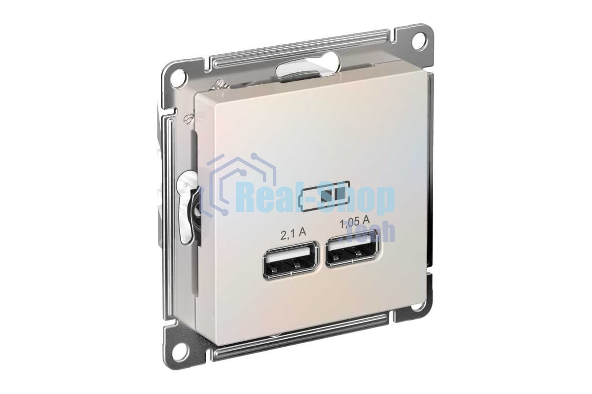 Механизм розетки USB AtlasDesign 5В 1порт х 2.1А 2порта х 1.05А жемчуг SchE ATN000433