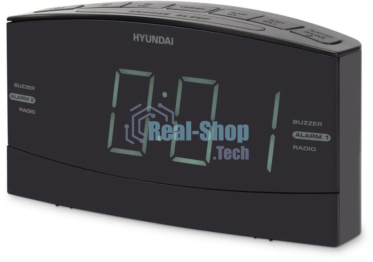 Радиобудильник Hyundai H-RCL238 черный LCD подсв:белая часы:цифровые FM